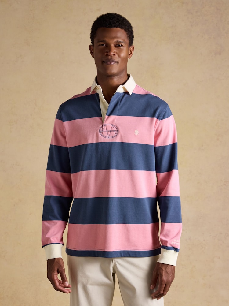 Joules Rugby Club Pink/Blue Long Sleeve Shirt - Image 1 of 8 Joules Rugby Club Pink/Blue Long Sleeve Shirt - Image 1 of 8