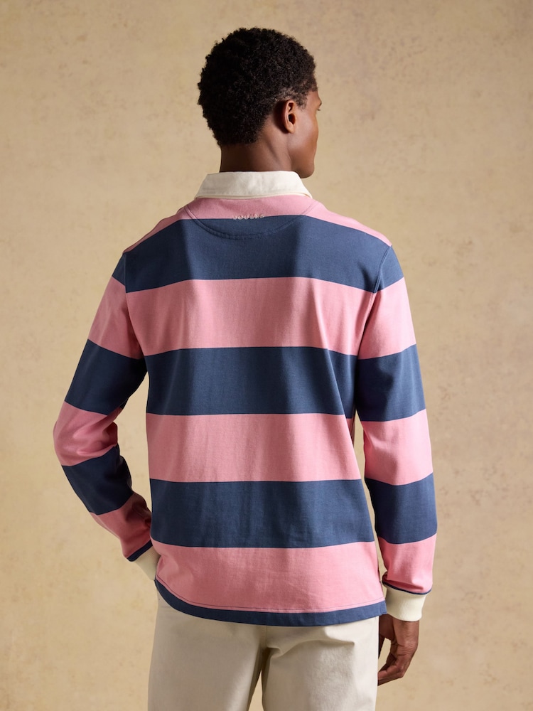 Joules Rugby Club Pink/Blue Long Sleeve Shirt - Image 2 of 8 Joules Rugby Club Pink/Blue Long Sleeve Shirt - Image 2 of 8