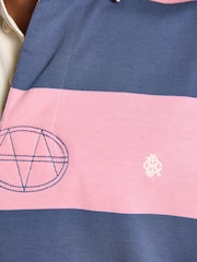 Joules Rugby Club Pink/Blue Long Sleeve Shirt - Image 6 of 8