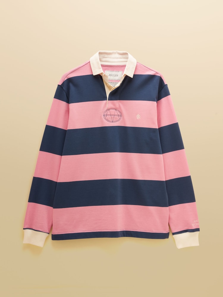 Joules Rugby Club Pink/Blue Long Sleeve Shirt - Image 8 of 8 Joules Rugby Club Pink/Blue Long Sleeve Shirt - Image 8 of 8