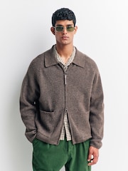 Universal Works Brown Zip Cardigan - Image 1 of 6