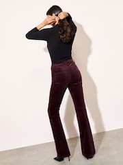 Friends Like These Berry Red Corduroy Pocket Flare Trousers - Image 4 of 4