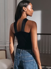 Negro - Velvet Halter Neck Hardware Top - Imagen 4 de 8