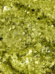Lime Green Short Sleeve Slash Neck Sequin T-Shirt - Image 5 of 6