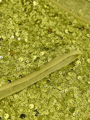 Lime Green Short Sleeve Slash Neck Sequin T-Shirt - Image 6 of 6
