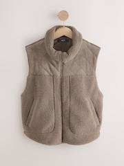 Marrón visón - Cord Borg Mix Zip Through Gilet - Imagen 5 de 7