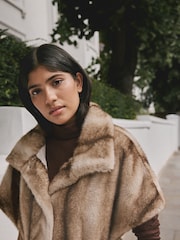 Camel Faux Fur Tie Waisted Gilet - Image 5 of 10