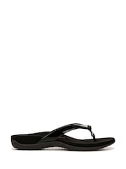 Vionic Wide Fit Bella Toe Post Black Sandals - Image 1 of 7