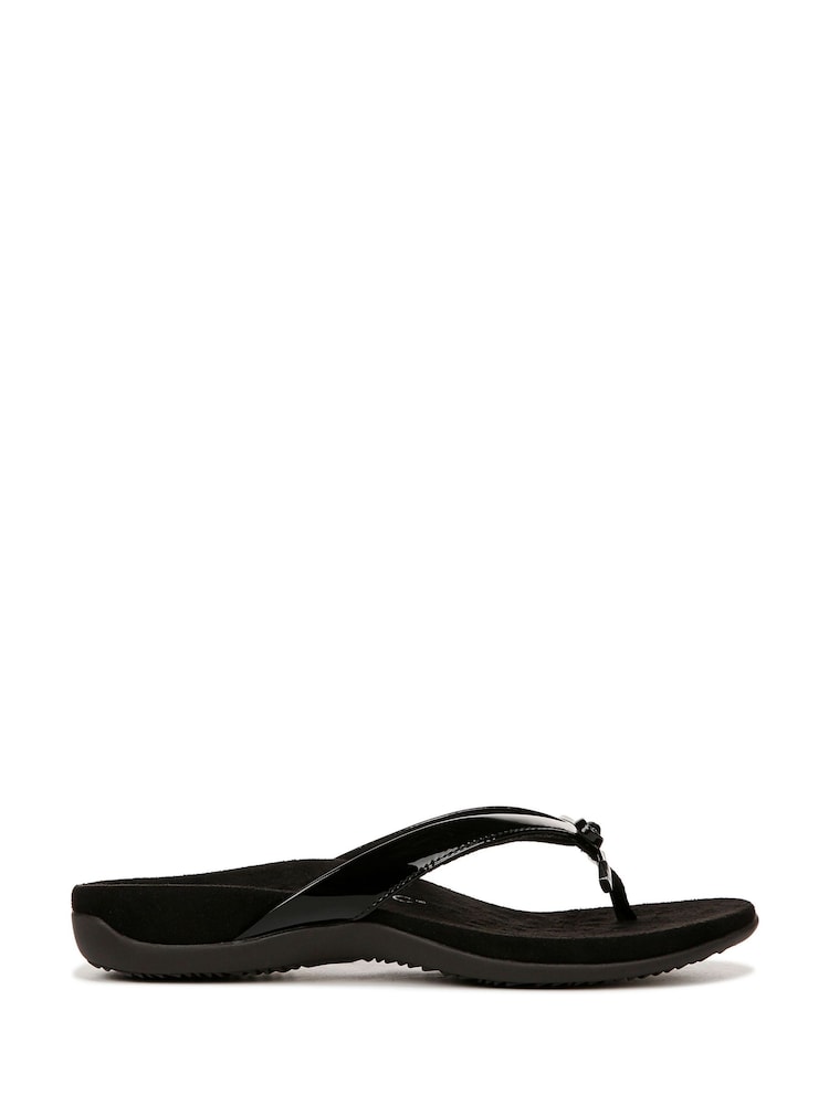 Vionic Wide Fit Bella Toe Post Black Sandals - Image 1 of 7