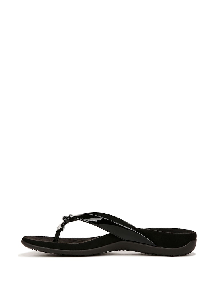 Vionic Wide Fit Bella Toe Post Black Sandals - Image 2 of 7