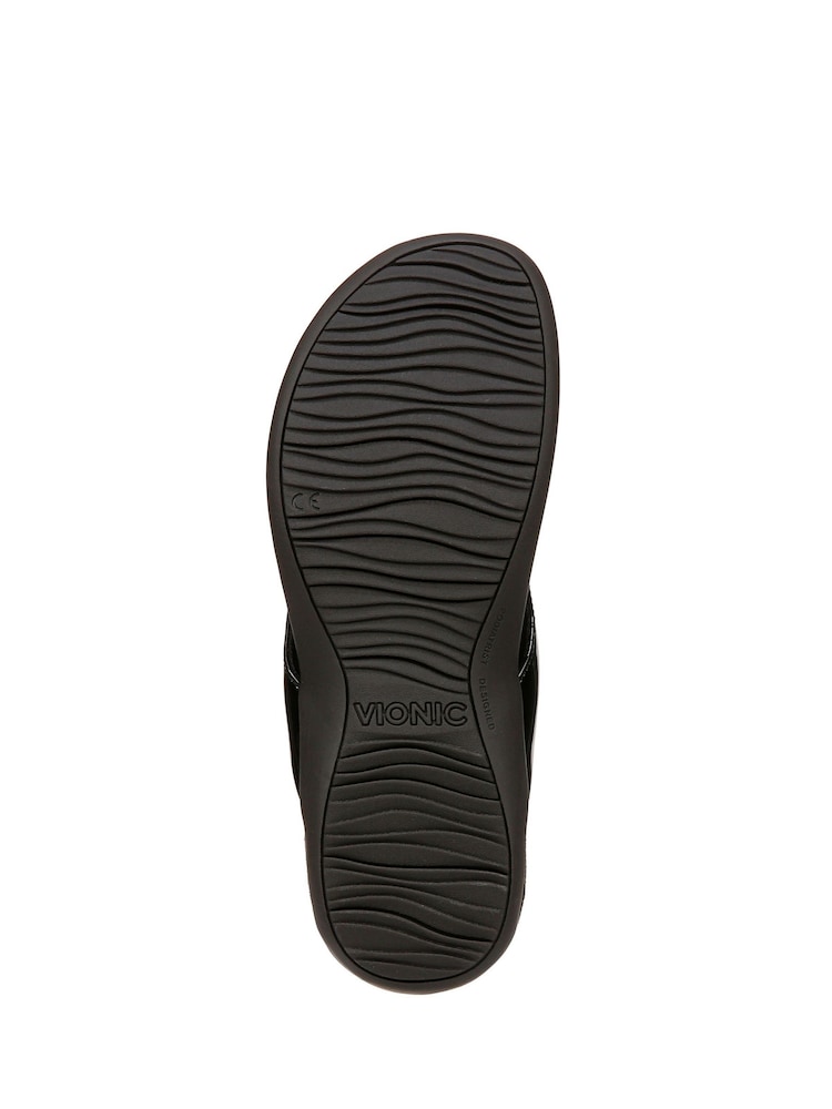 Vionic Wide Fit Bella Toe Post Black Sandals - Image 7 of 7