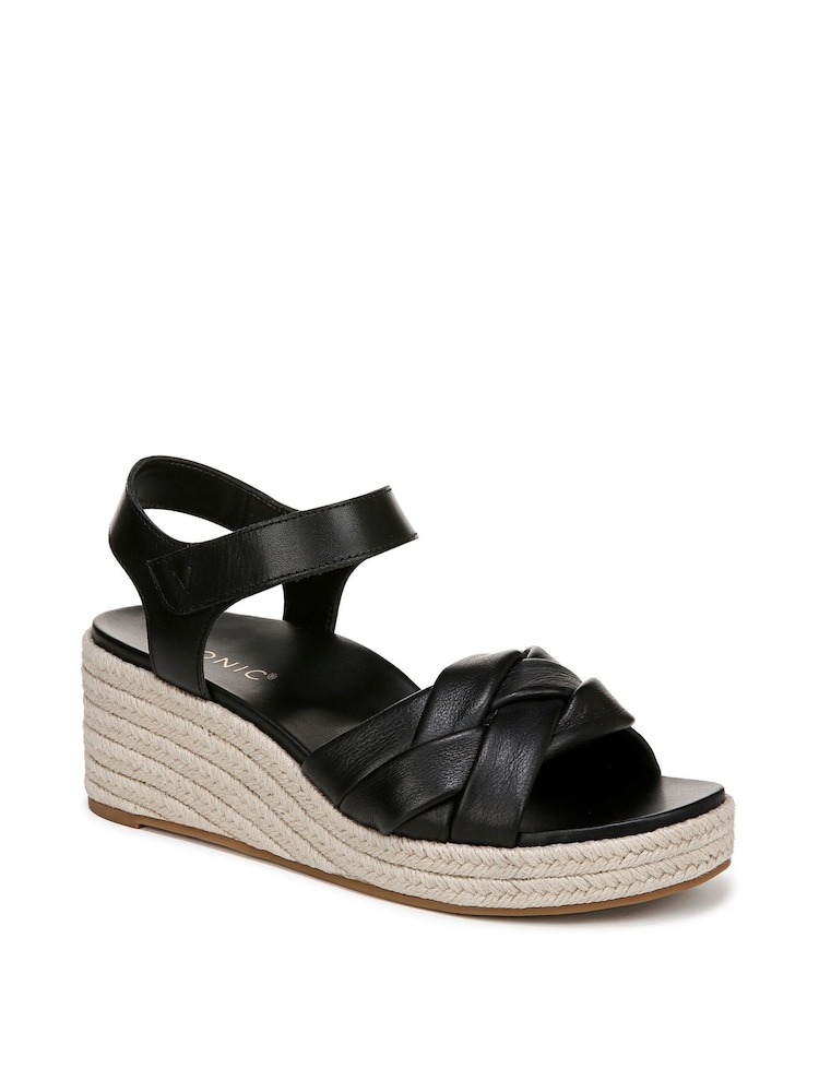 Negru - Vionic Saratoga Regular Fit Wedge Espadrilles - Image 3 of 6