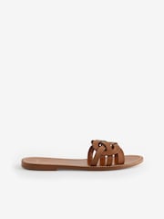 Mango Brown Crossover Leather Sandals - Image 2 of 5