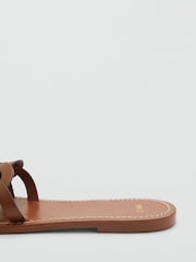 Mango Brown Crossover Leather Sandals - Image 4 of 5
