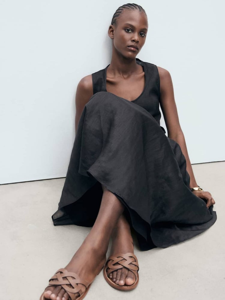 Mango Brown Crossover Leather Sandals - Image 5 of 5