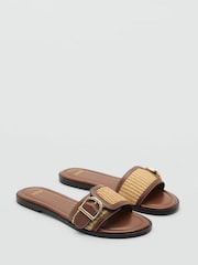 Mango Brown Raffia Buckle Sandals - Image 2 of 3