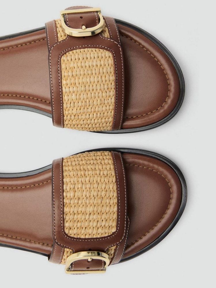 Mango Brown Raffia Buckle Sandals - Image 3 of 3