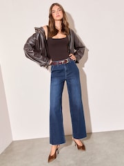 Friends Like These Dark Wash Wide Leg Cropped Jeans - Image 1 of 5