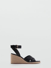 Mango Black Wedge Sandals - Image 1 of 5