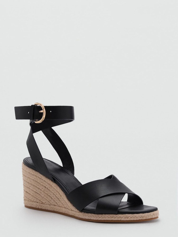 Mango Black Wedge Sandals - Image 2 of 5