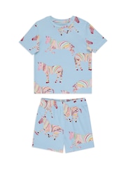 Chelsea Peers Kids Boho Stripe Zebra Print Short Pyjamas Set - Imagen 1 de 3