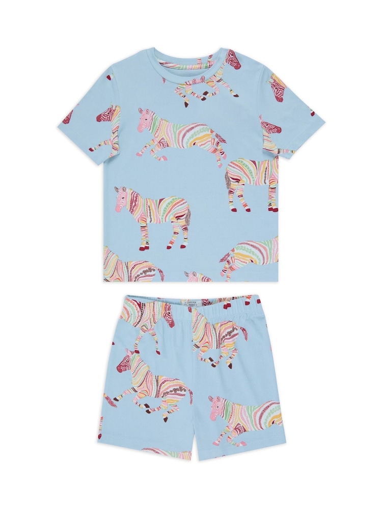 Chelsea Peers Kids Boho Stripe Zebra Print Short Pyjamas Set - Imagen 1 de 3
