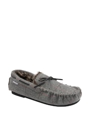 Dunlop Grey Moccasin Slippers - Image 1 of 4