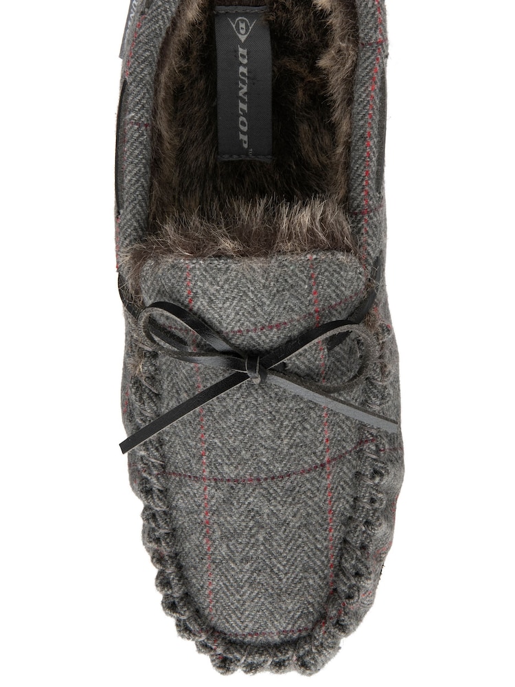 Dunlop Grey Moccasin Slippers - Image 4 of 4