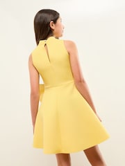 Lipsy Buttermilk Yellow Bow Scuba Halter Dress (5-16yrs) - Image 4 of 4