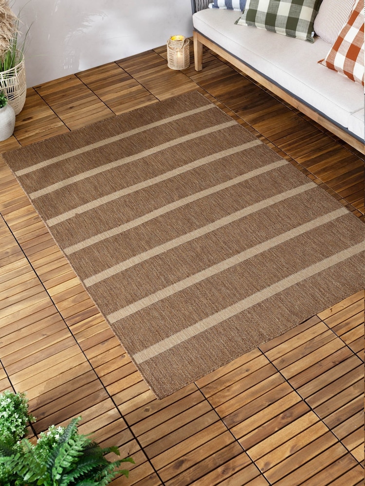 Yard Natural Tala Stripe Jute Effect Indoor/Outdoor Rug - Image 2 of 4