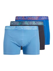 JACK & JONES JUNIOR Blue Boxer Shorts 3 Pack - Image 1 of 2