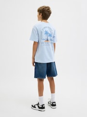 JACK & JONES JUNIOR Relaxed Fit Blue Back Graphic Print 100% Cotton T-Shirt - Image 3 of 5