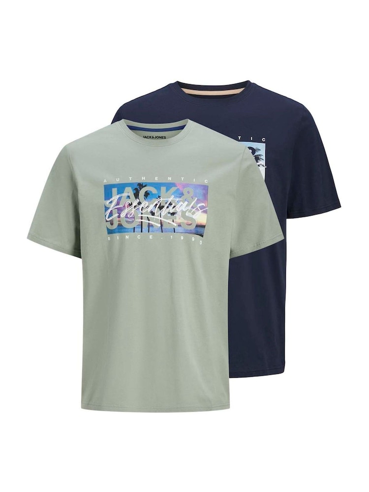 JACK & JONES Junior Blue Logo Printed 100% Cotton T-Shirts 2 Pack - Imagen 1 de 3
