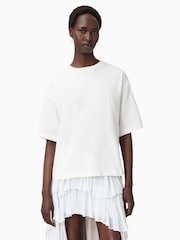 AllSaints White Amelie Crochet 100% Organic Cotton T-Shirt - Image 1 of 8
