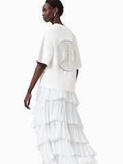 AllSaints White Amelie Crochet 100% Organic Cotton T-Shirt - Image 2 of 8