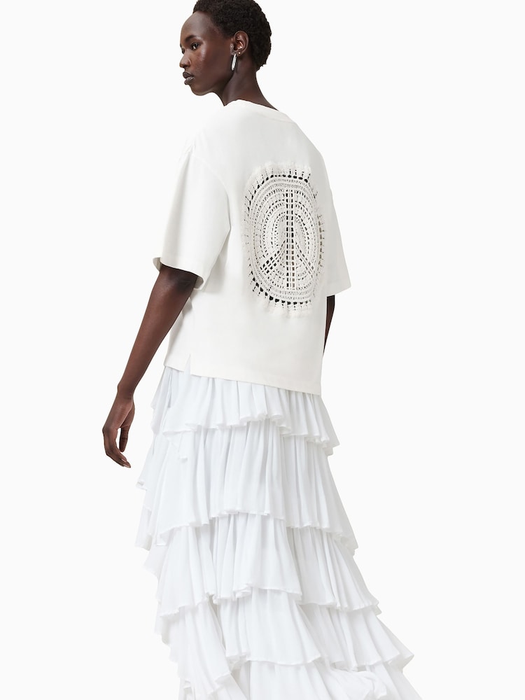 AllSaints White Amelie Crochet 100% Organic Cotton T-Shirt - Image 2 of 8