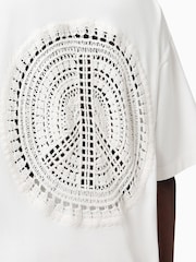 AllSaints White Amelie Crochet 100% Organic Cotton T-Shirt - Image 7 of 8