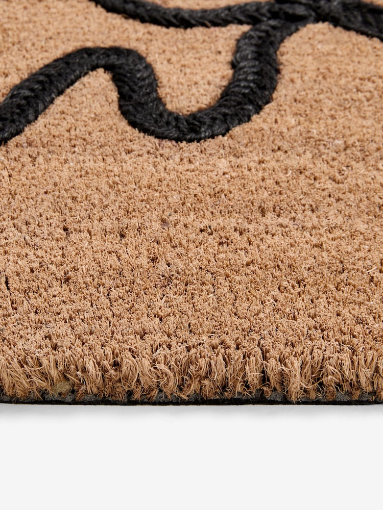 Black Braided Bow Coir Doormat - Image 4 of 4