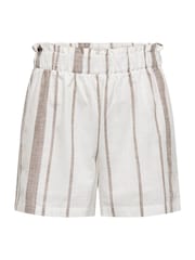JDY White Stripe 100% Cotton Blend Shorts - Image 3 of 4