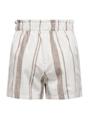 JDY White Stripe 100% Cotton Blend Shorts - Image 4 of 4