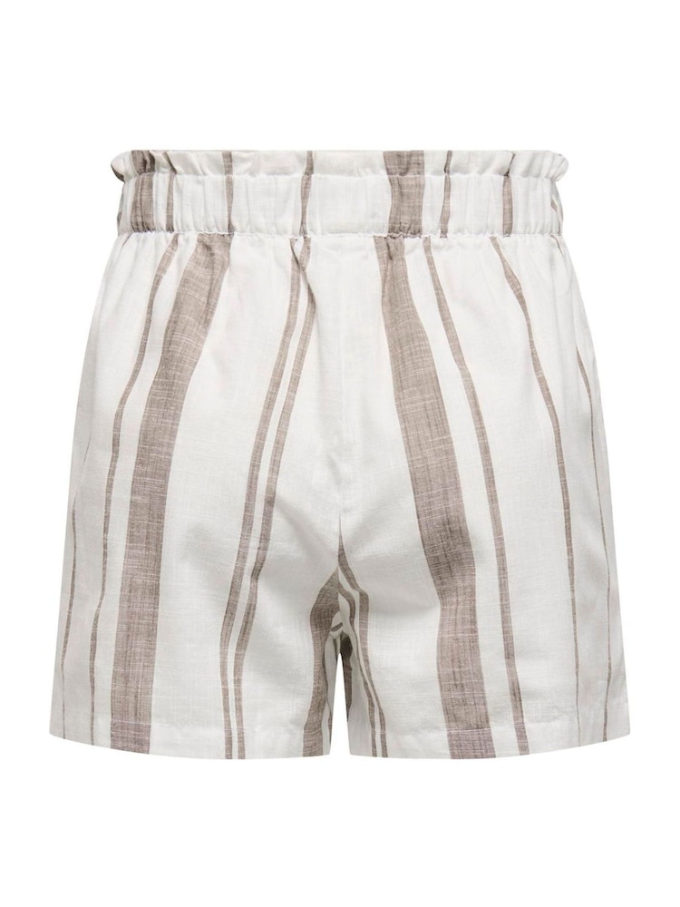 JDY White Stripe 100% Cotton Blend Shorts - Image 4 of 4