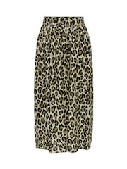 JDY Green High Waisted Leopard Print 100% Cotton Skirt - Image 3 of 4