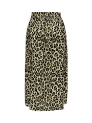 JDY Green High Waisted Leopard Print 100% Cotton Skirt - Image 4 of 4