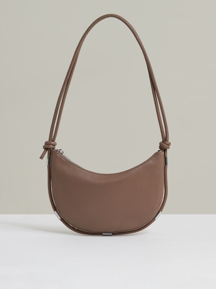 Reiss Neutral Harriet Leather Rope Strap Shoulder Bag - Image 1 of 5