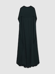 Reiss Teal Green Greta Crepe Cape Maxi Dress - Image 2 of 6