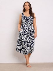Evans Blue Crinkle Floral Sundress - Image 1 of 5