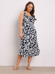 Evans Blue Crinkle Floral Sundress - Image 2 of 5