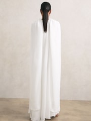 Reiss White Greta Crepe Cape Maxi Dress - Image 6 of 7