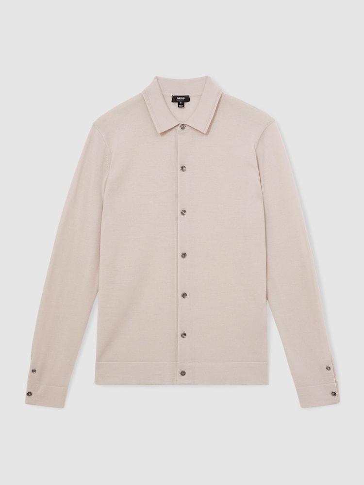 Reiss Beige Forbes Merino Wool Button-Through Cardigan - Image 2 of 6 Reiss Beige Forbes Merino Wool Button-Through Cardigan - Image 2 of 6