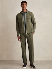 Reiss Green Climb Drawstring Technical Cuffed Trousers - Image 1 of 5